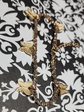 Gold Butterfly Crystal Bracelet for Women - Sparkling Tennis Chain